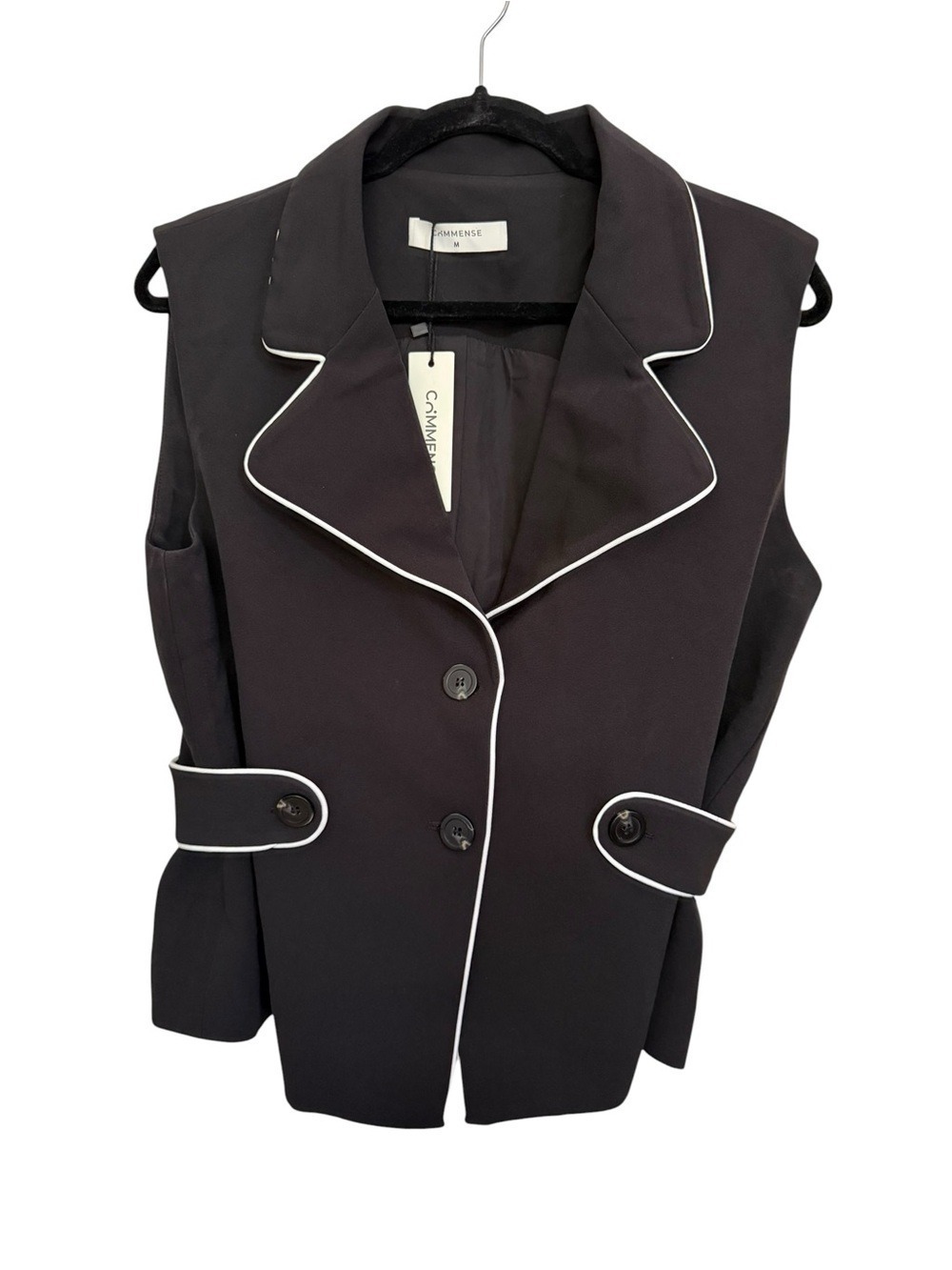 Commense SET Contrast Trim Blazer Vest & Pants Set - Picture 3 of 10